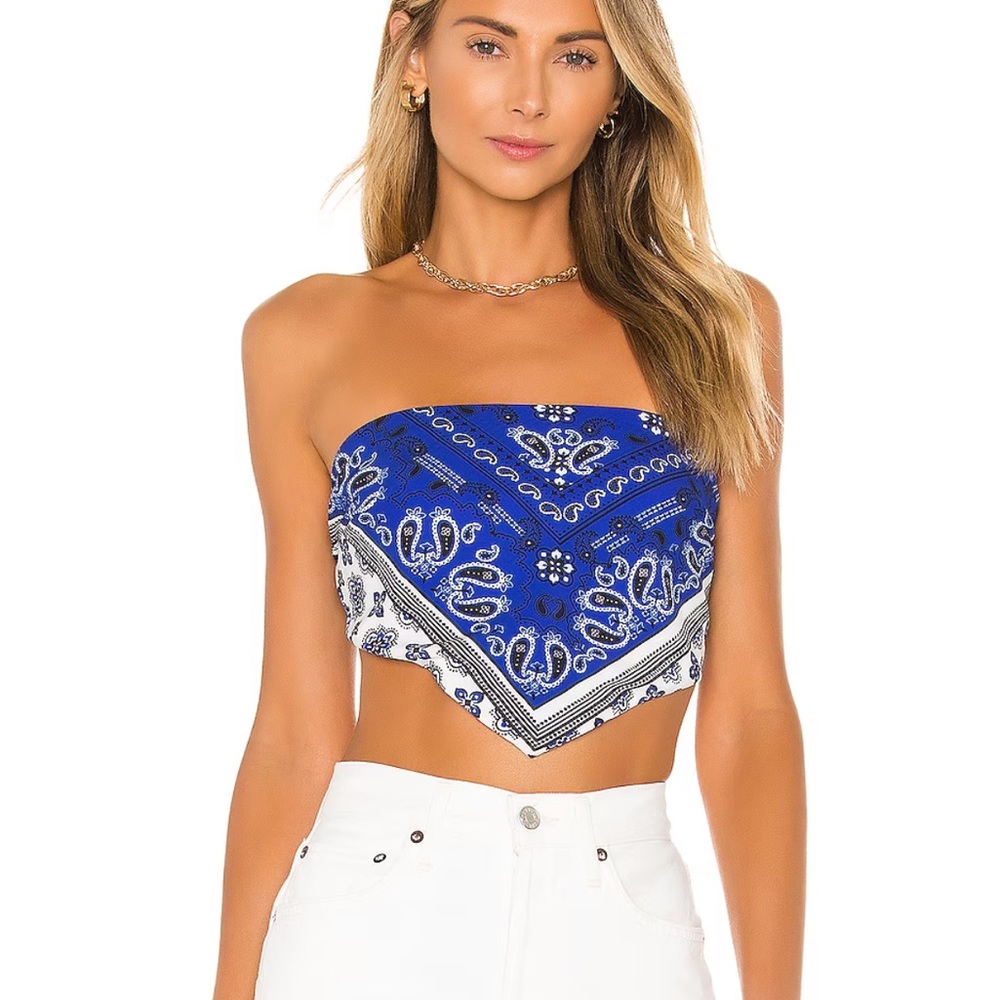 Superdown sophia Bandana Top in Blue Bandana